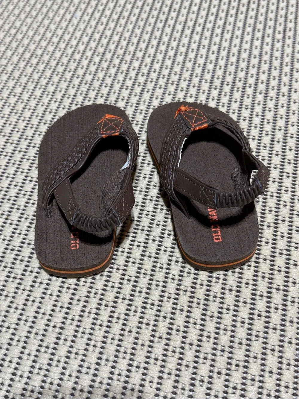Old Navy Brown Baby Braided Flip Flops with Orange Detail